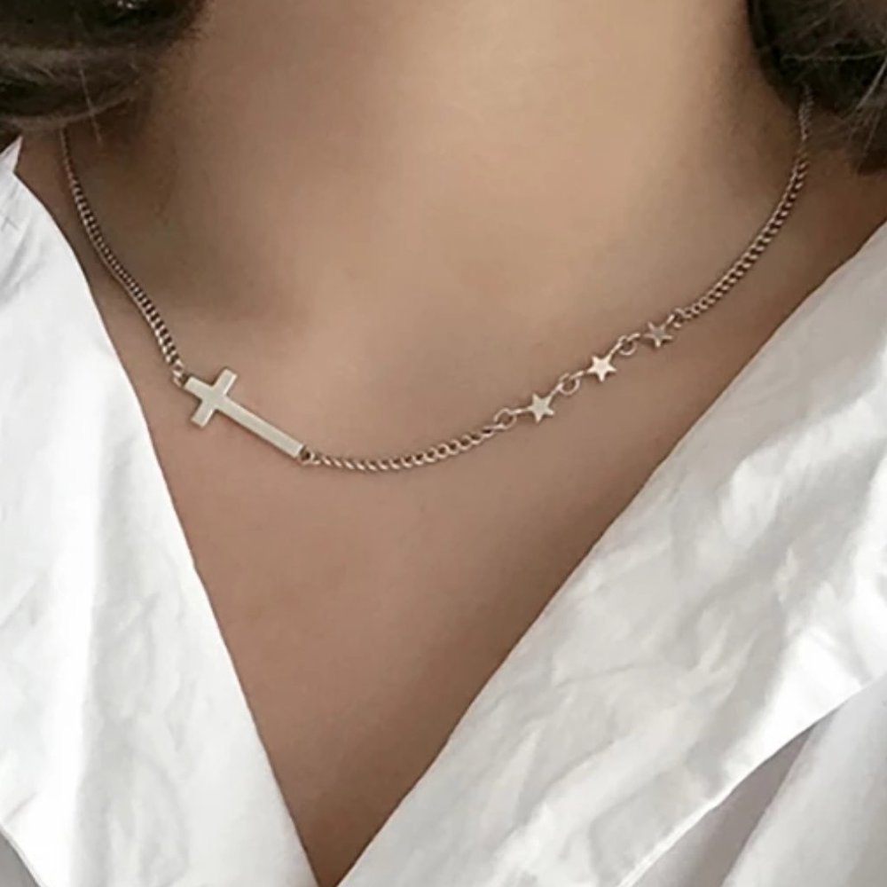 *NEW 925 Sterling Silver Cross Chain Necklace
